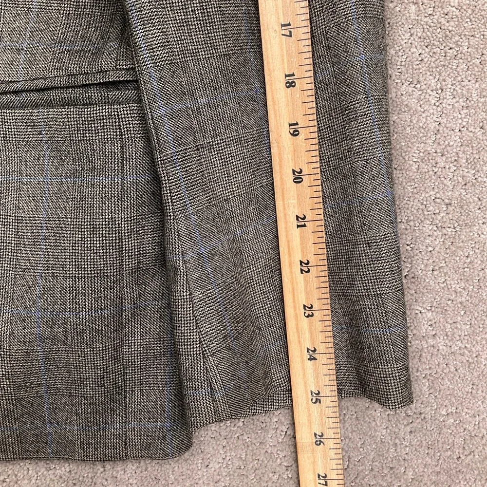 Senza Limiti Blazer Mens 42R Gray Blue‎ Glen Plaid Double Breasted Italian Wool